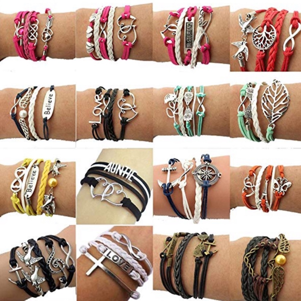COPY - Leather Wrap Charm Bracelet variety